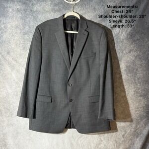 Lauren Ralph Lauren Mens Suit 100%‎ Wool Blazer 46L Gray 2 Button Jacket